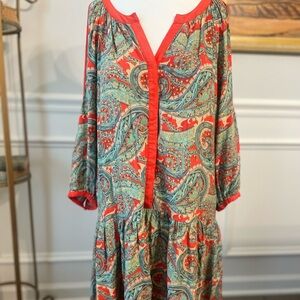 Versona Paisley Drop Waist Midi Dress